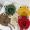 Solid Color Cartoon Frog Knitted Hat Winter Warm Hat Skullies Cap Beanie For Kid