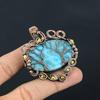 Double Tree Of Life Larimar Gemstone Handmade Copper Wire Wrap Jewelry Pendant For Love