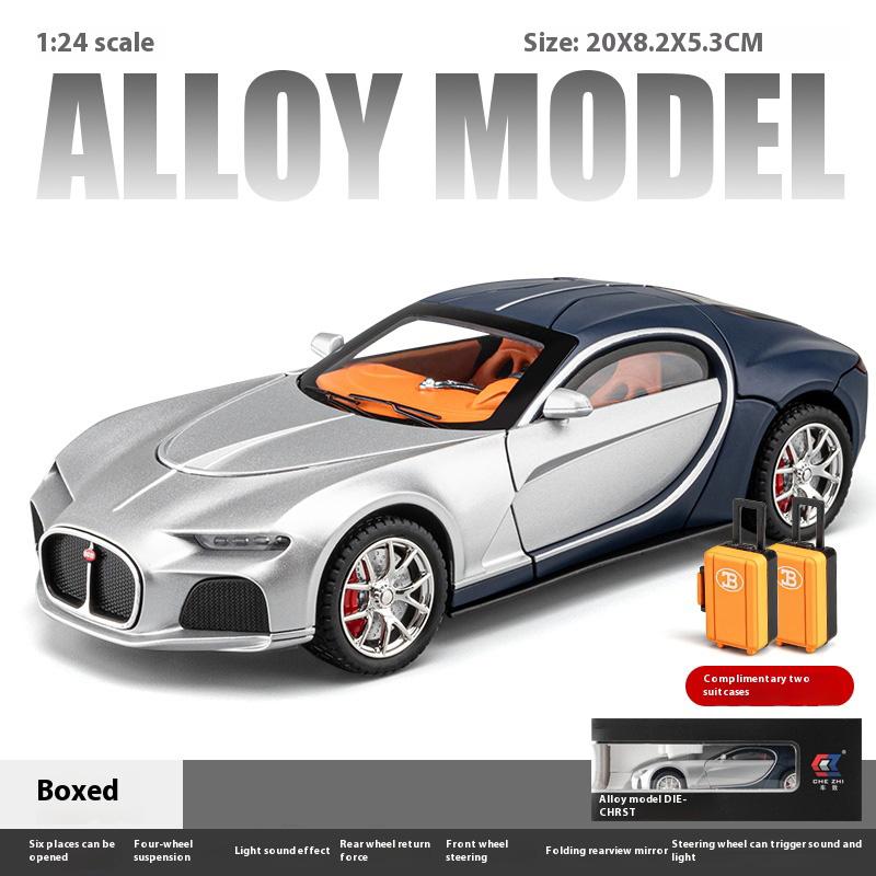 1/24 Bugatti Atlantic Роскошный Спортивный Автомобиль Модель из Сплава, Имитация Звука и Света, Окрашенный Салон, Восстановленные Детали, Настольные Украшения