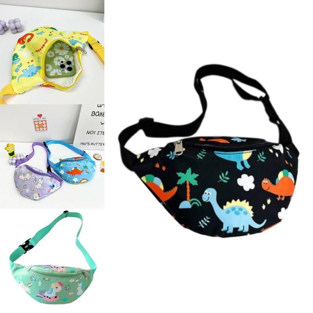 Милая детская поясная сумка с единорогом, мультяшная сумка через плечо с динозавром, нейлоновый материал, легкая и защищенная от краж