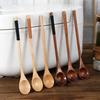 Wooden Tea Spoon Long Coffee Spoons Small Teaspoon Set Wood Honey Dessert Spoon Coffee Drink Stirrer Teaspoons Tableware