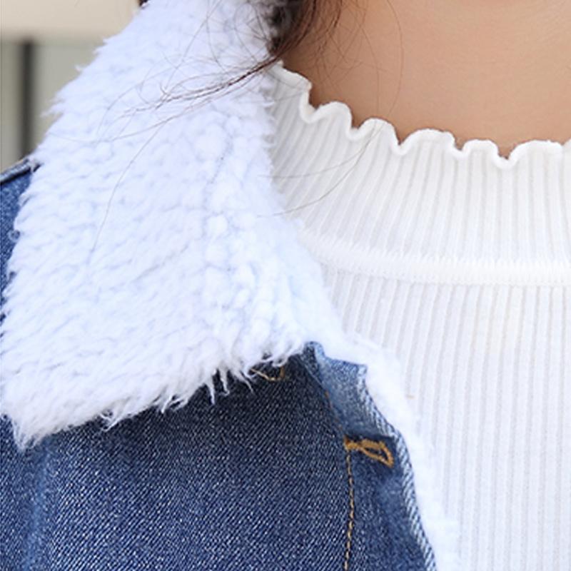Теплая зимняя джинсовая куртка на меху, женская модная осенняя шерстяная подкладка, женские куртки-бомберы