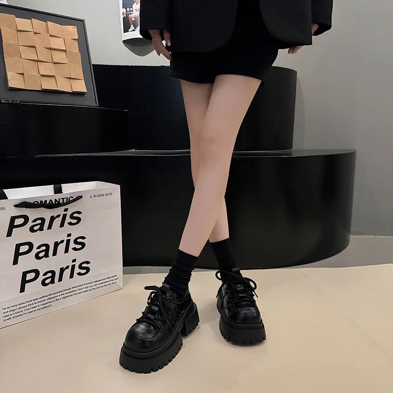 Женская обувь Новые женские туфли на высоком каблуке со шнуровкой спереди, модные туфли с круглым носком для офиса и карьеры, бестселлер, туфли на платформе и каблуках