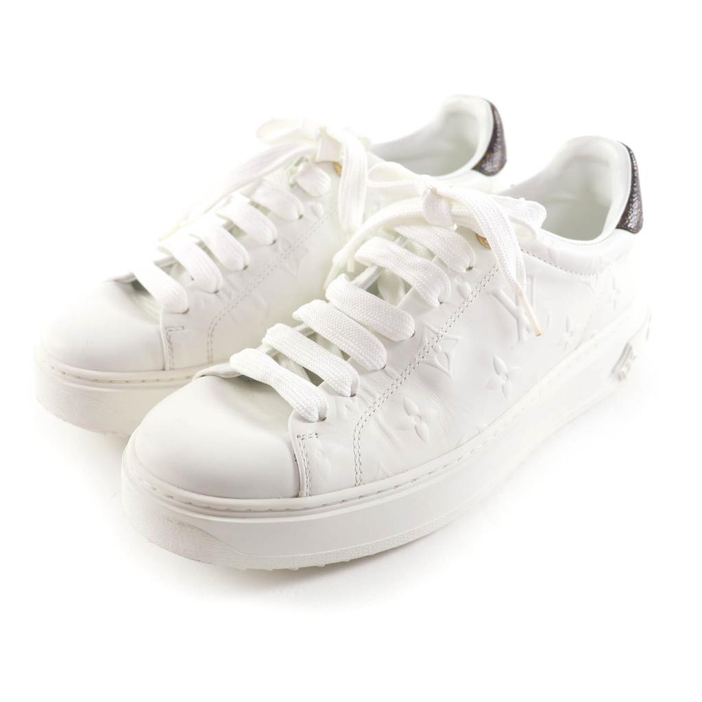 Great LOUIS VUITTON sneakers timeout line White brown leather Women 37 Used