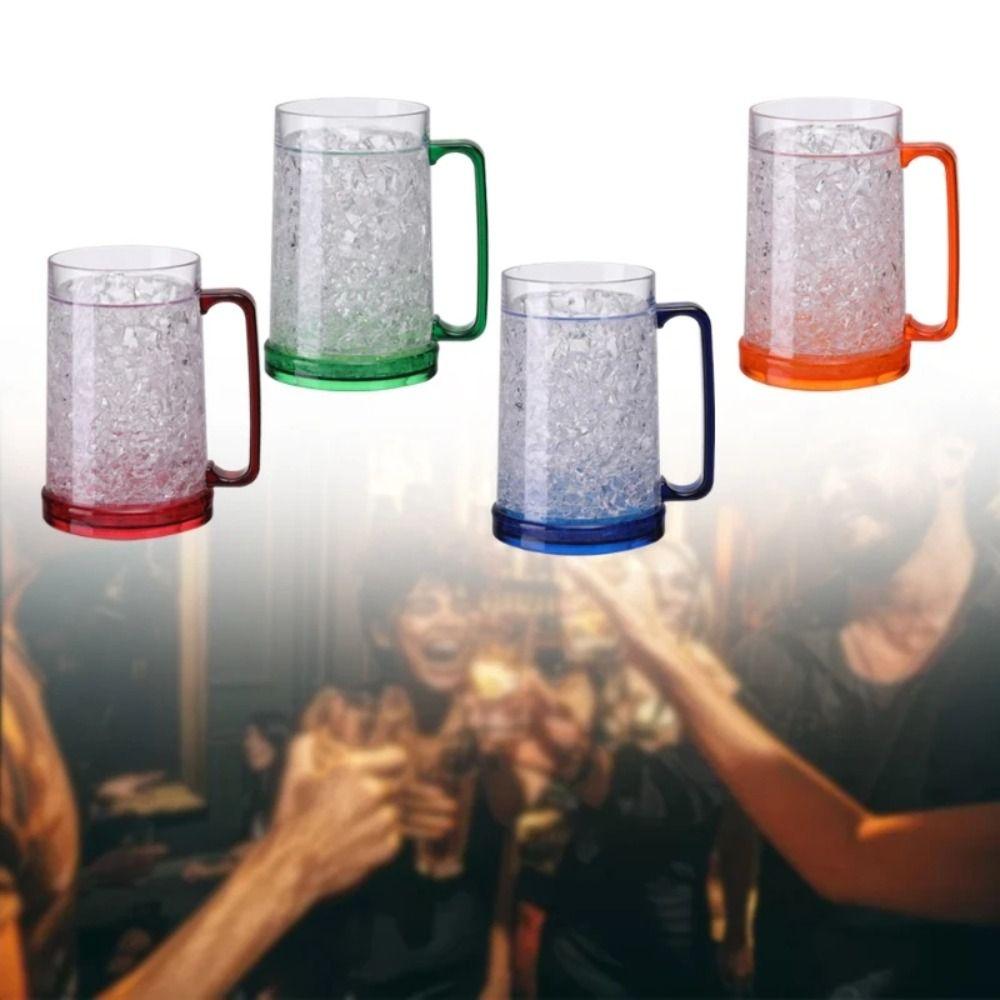 Double Wall Cooling Wine Cup Clear Beer Cup Drinking Glasses Freezer Ice Beer Mug Beer