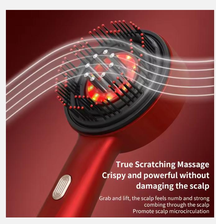 2025 Electric Hair Regrowth Brush with Infrared Light Machine Acupoint Scalp Massage Anti-Hair Loss Exercise Hair Scrubber Combs