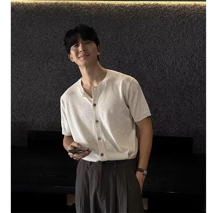 Повседневная трикотажная футболка корейского дизайна - Модная летняя с коротким рукавом, Универсальный уличный стиль