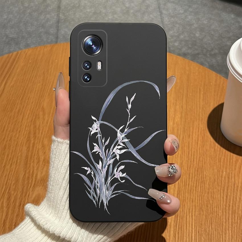 For Xiaomi 12 12T 12S Pro 12S Ultra 12X 5G Phone Case Colorful Floral Soft Matte Silicone Back Cover Anti Fingerprint Protector