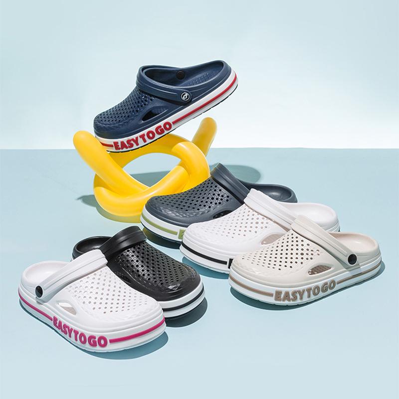 Новые летние классические сабо, мужские пляжные сандалии, повседневная обувь, легкие тапочки из ЭВА, обувь с надписью, уличные тапочки