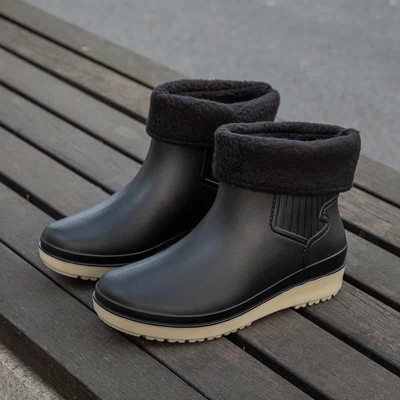 Fashion 2024 Spring New Women's Rain Boots PVC Non-Slip Fashion Short Plus Velvet Warm Women's Rain Boots Rain Boots Rubber Boots 36-41