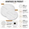 Elegant round table top in white marble look, 2 sizes diameter 70 cm & diameter 50 cm, durable melamine surface