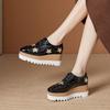 Универсальные 2025 Осень Новые Звездные Платформа Маффин Подошва Повседневная Обувь Шнуровка Клин Одинарная Обувь Женская Британский Стиль HZB-763-3