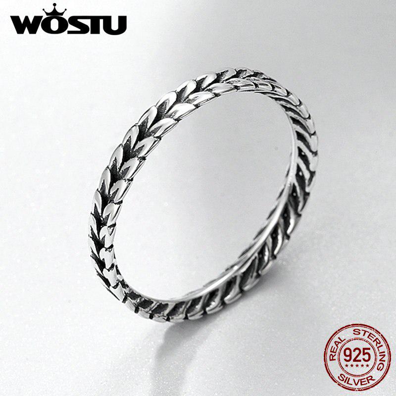 WOSTU Кольцо из стерлингового серебра 925 пробы "Колосок"