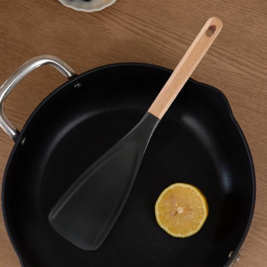 Многофункциональные силиконовые ложки для приготовления пищи с деревянными ручками, жаропрочная кухонная ложка для смешивания