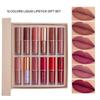 12-Piece Matte & Shimmer Lip Gloss Set: Non-Stick, Long-Lasting, European & American Style