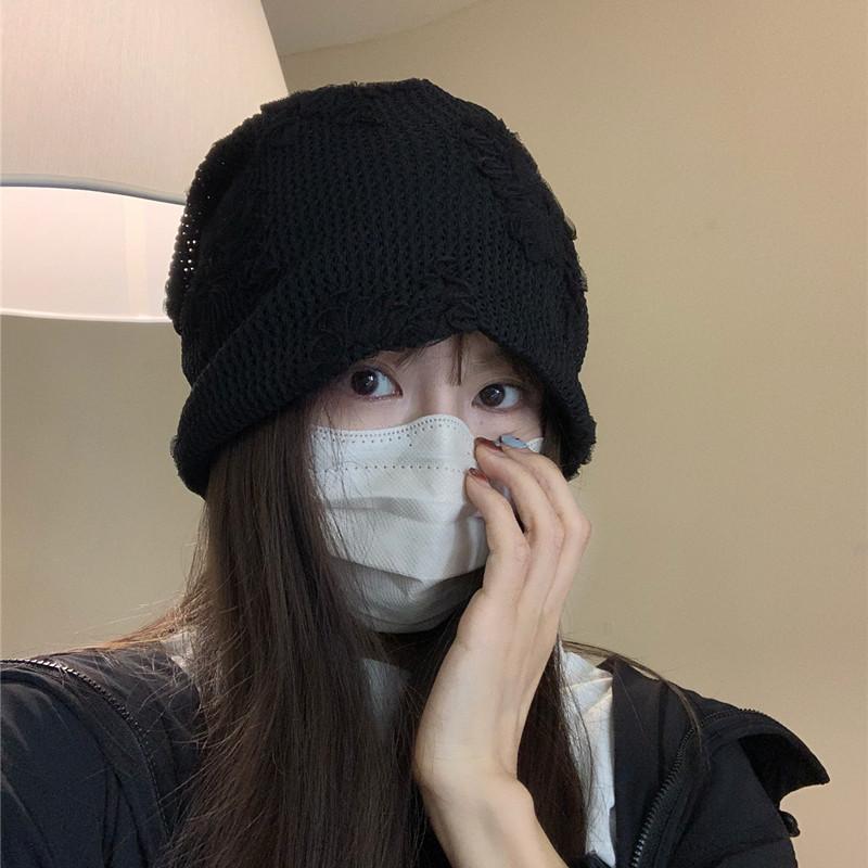 New Korean-style fashion beanie hat for women, versatile trendy knitted hat that makes the face look smaller and suits large head sizes