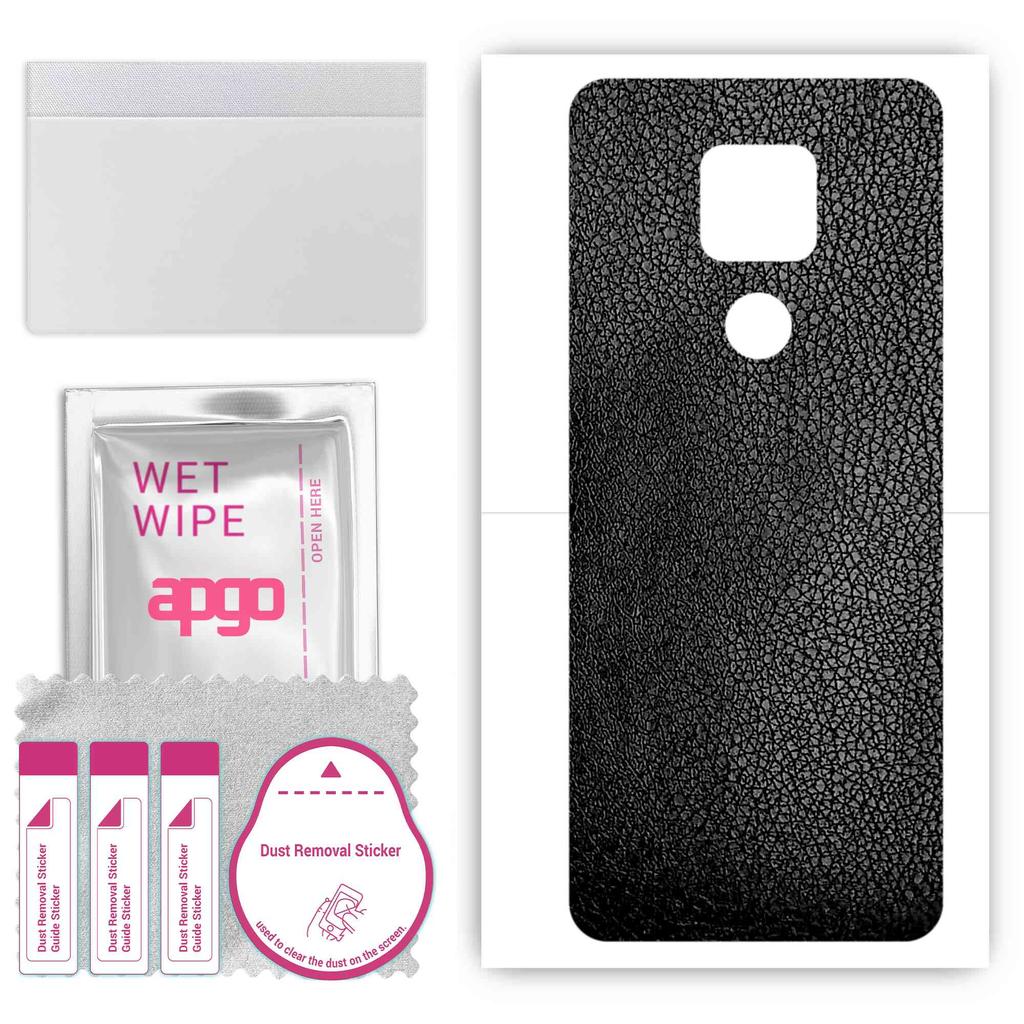 apgo Защитная наклейка на заднюю панель, совместимая с Motorola Moto G Play, пленка для обертывания, фольга, винил - узор из черной кожи