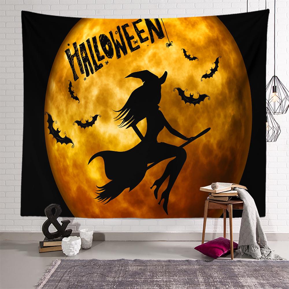 Хэллоуин страшная тыква ведьма летучая мышь принт гобелен потолок дома гостиная спальня настенный декор 230x180 см