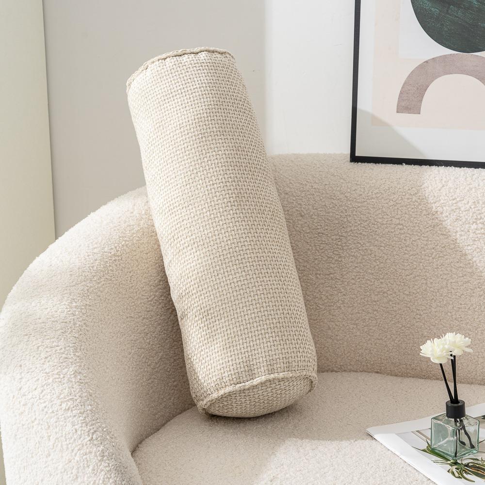 Solid Color Chenille Cylinder Pillow Japanese Style Back Lumber Support Pillow Sofa Cushion  Leg