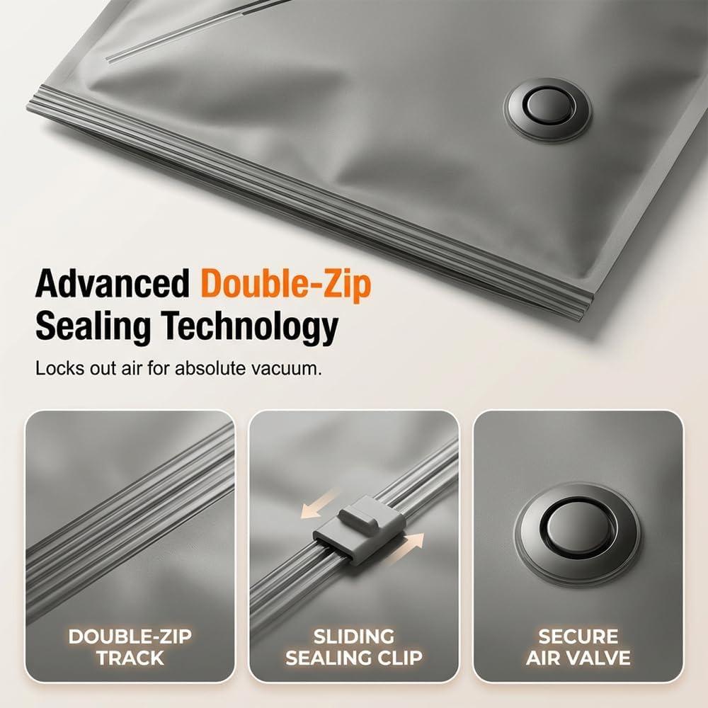 Travel Vacuum Bags with Cordless Electric Pump, 2026 Upgraded Portable Space Saver Bags, Carry-on Compression for Luggage & Seasonal Storage (10)