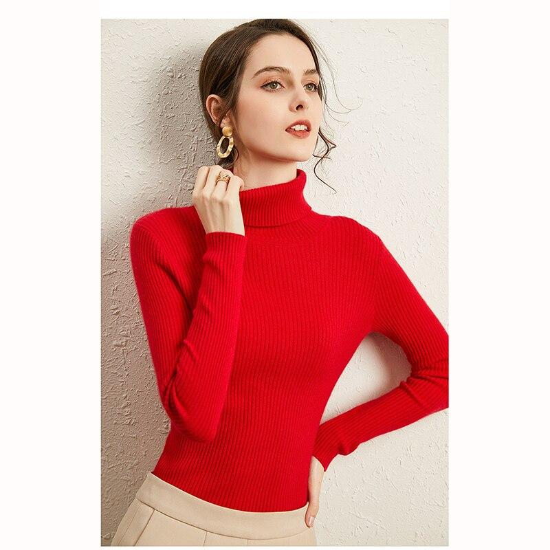 ITOOLIN Женские повседневные мягкие кашемировые эластичные свитера, водолазки, тонкие вязаные пуловеры для женщин, однотонные джемперы, зимние
