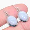 Natural Blue Lace Agate Gemstone 925 Solid Sterling Silver Earring 1.25" e1J13
