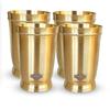 Стакан/тамблер из чистой латуни с матовой отделкой и латунным дном, для питья, подачи воды, йоги и аюрведы, объем 270 мл, набор из 4 штук