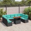 Garden Sofa Set with Cushions 10 pcs Black and Teal