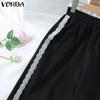 VONDA Женские повседневные кружевные прямые широкие брюки