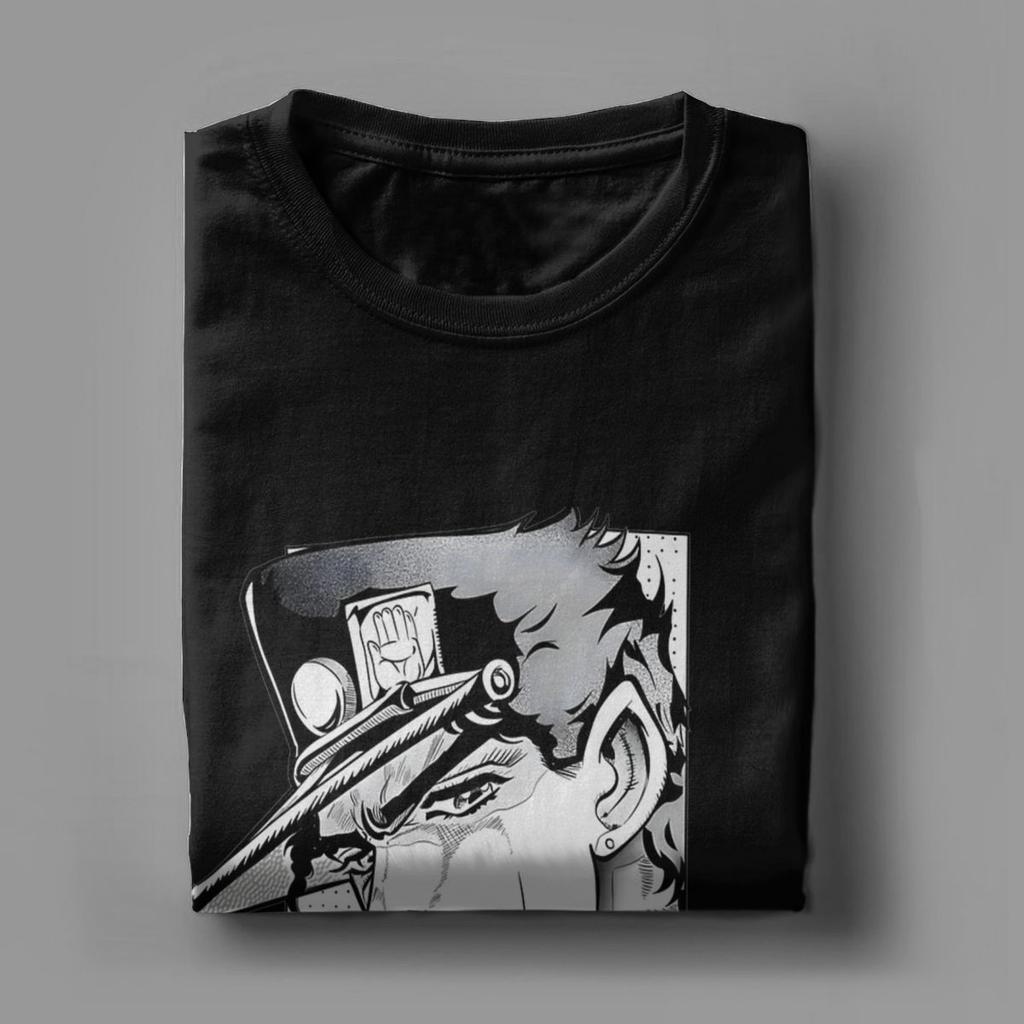 Модные футболки JJBA Anime для мужчин с круглым вырезом, 100% хлопок, футболки с коротким рукавом Kujo Jotaro, топы для вечеринок