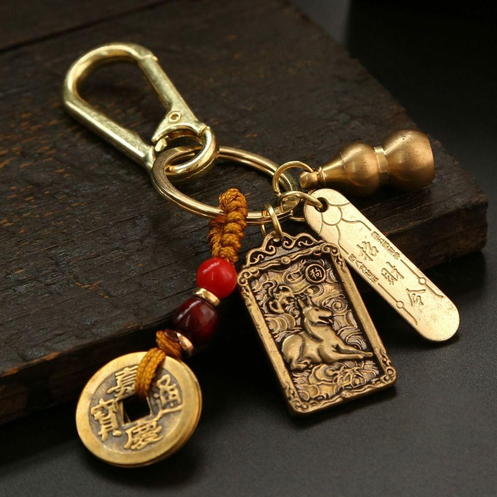 Амулет-брелок со знаком зодиака, металлический кулон с восемью богами-хранителями в китайском стиле, пять императоров, деньги