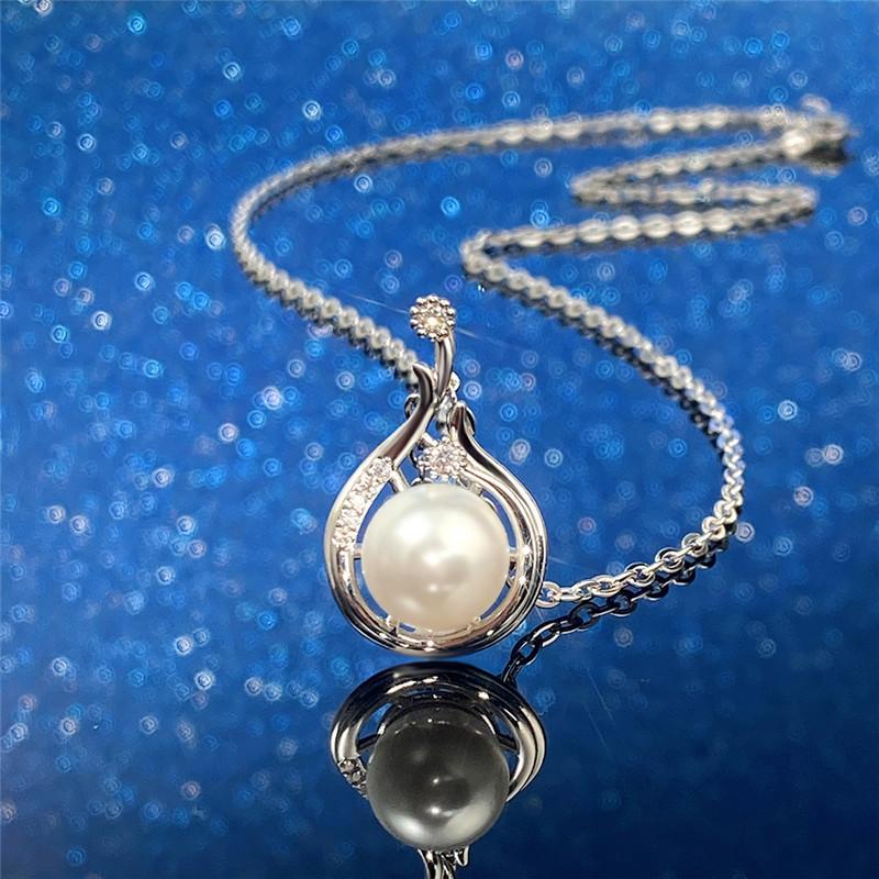 Sterling Water Drop Pendant Necklace Pearl Engagement Wedding Party Elegant Accessories for Women Fashion Jewelry