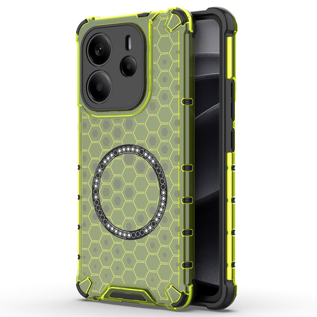 For Xiaomi Redmi Note 14 4G (163.25mm) Case Compatible with MagSafe Honeycomb Design TPU+PC Phone Cover