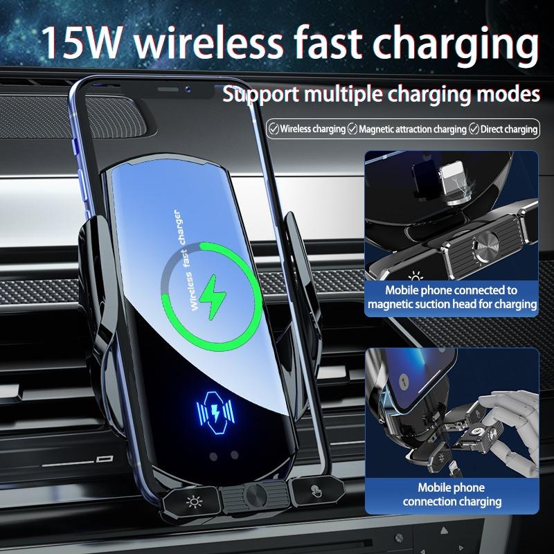 2024 Magic Clip Car Wireless Charger Mobile Phone Bracket Disassembly Incense Inserted Opening and Closing Navigation Support Car Supplies