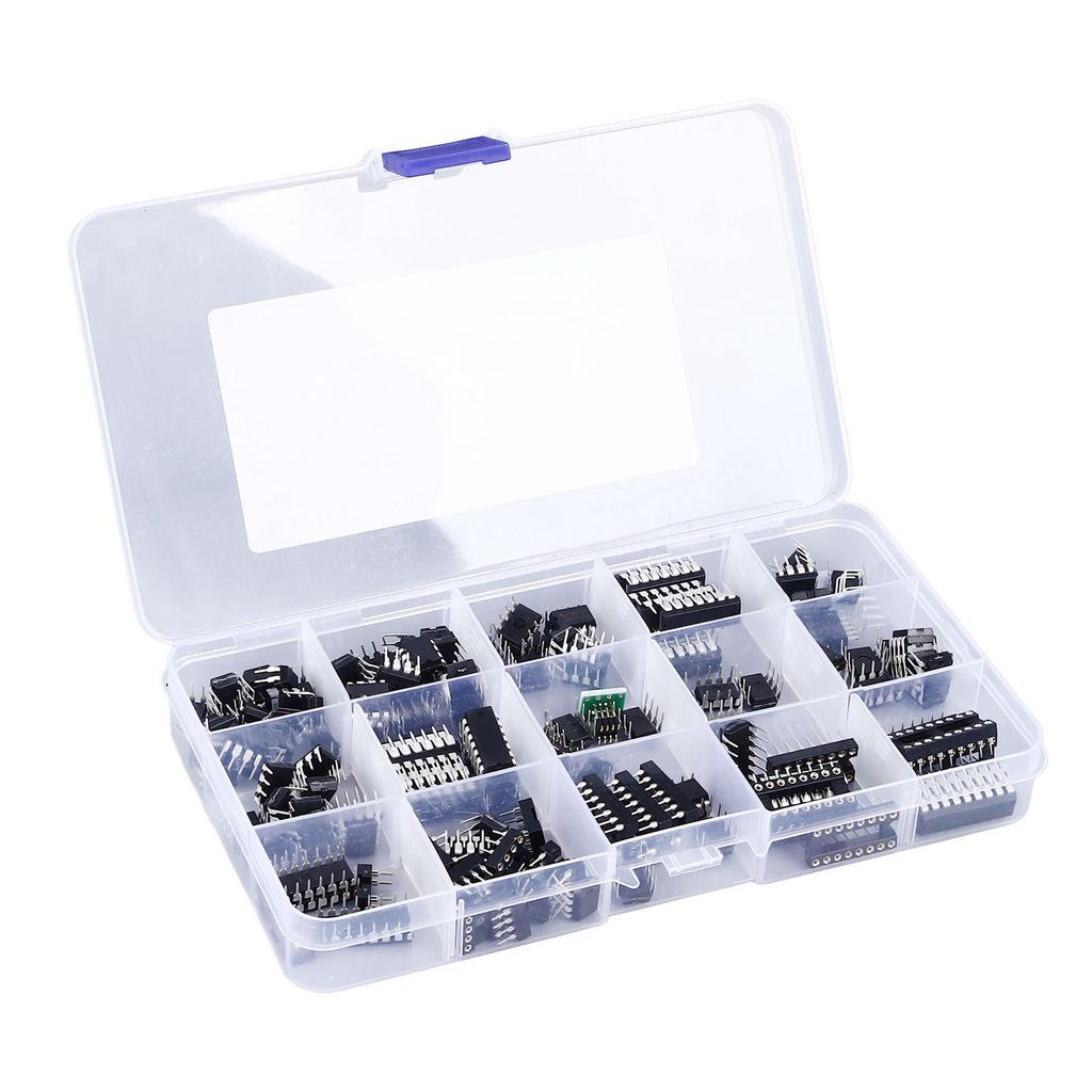 150 шт. 10 типов интегральных микросхем с плоскими штыревыми микросхемами, набор адаптеров для гнезда микросхемы
