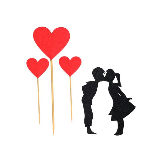 3 Set Cake Topper Love Heart DIY Exquisite Workmanship Sweet Lovers Cupcake Topper