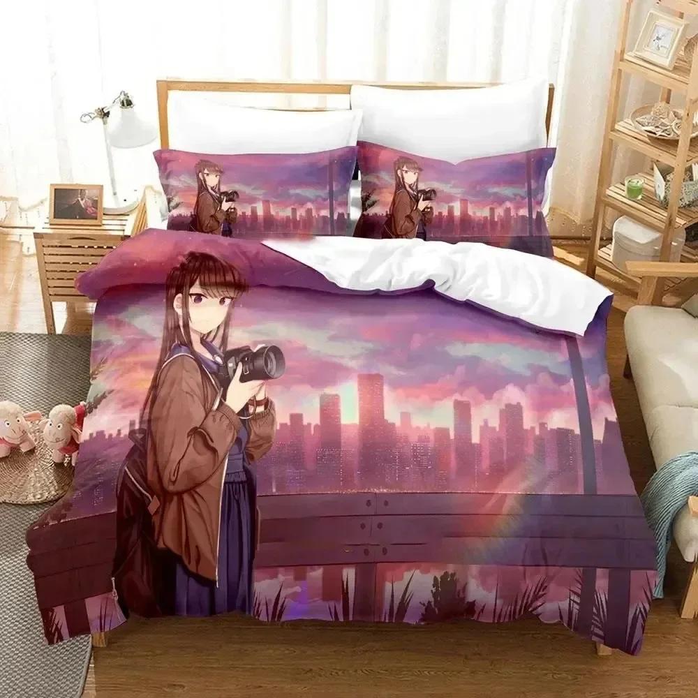 3D Print Anime Komi Can't Communicate Comfortable Duvet Cover Pillowcase Bedding Set Children Bedroom Decoration Home Textile