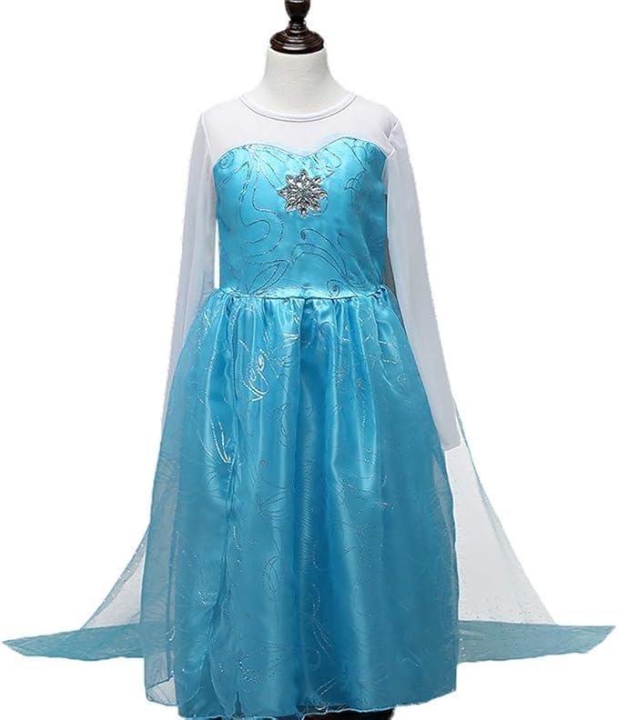 [nightbaby] Frozen Cosplay Princess Dress for Girls, 7-Piece Set, Includes Anna and Elsa Dresses, Perfect for Transformation, Stage Outfits,