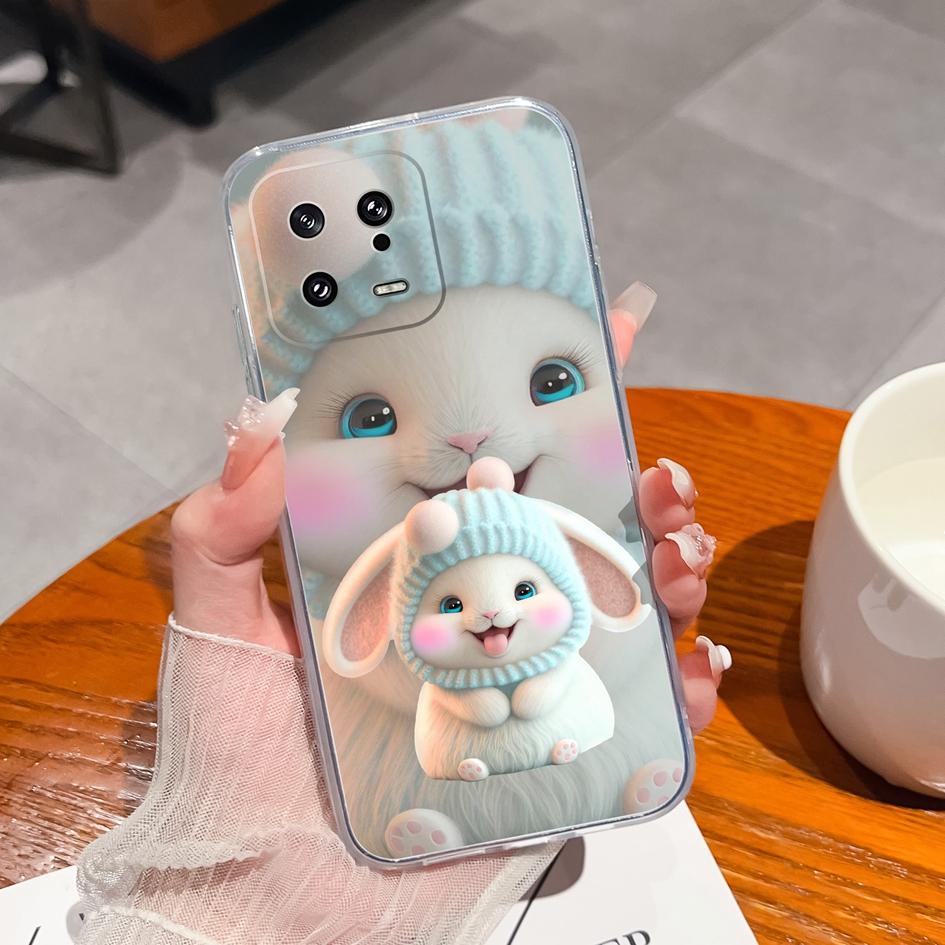Для Xiaomi 13 14 12 12S 12T 12X Ultra Lite Poco M7 X7 Pro чехол для телефона милый мультяшный рисунок животного прозрачный силиконовый защитный чехол для Xiaomi Capa