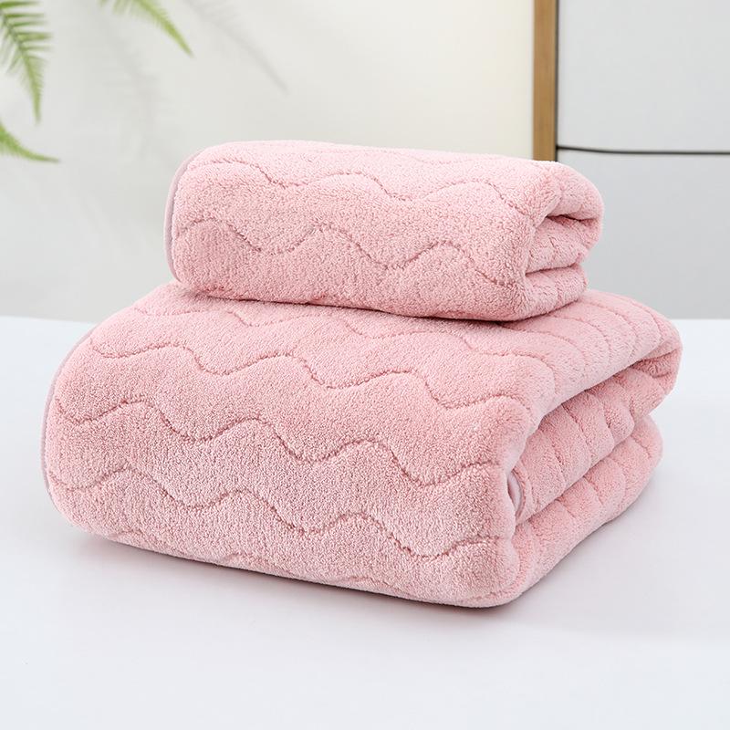 Soft Absorbent Warp-Knit Coral Fleece Towel with Thin Stripes - Thickened Face Wash Towel with Customizable Logo