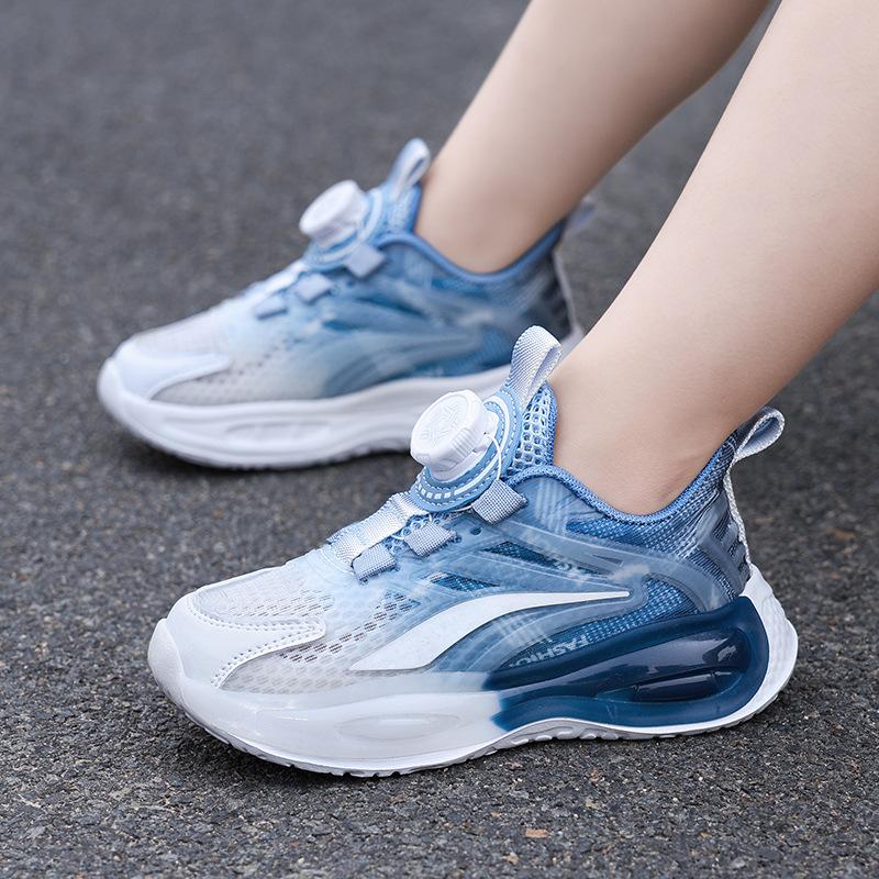 Children's Breathable Mesh Single Mesh Sports Classmates Boys 2025 Spring and Autumn New Non-slip Rotating Button Children's Shoes