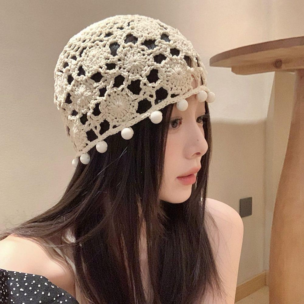 Кружевной берет, выдолбленная шапка Skullies, дышащая вязаная шапка для женщин