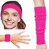 1 Set Sport Knee Braces Headband Wristband Elastic Anti-slip Leg Warmers Retro 80s Party Dance Accessories Halloween Cosplay Prop