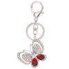 Shiny Rhinestone Hollowed Butterfly Pendant Keychain Keys Organizer Ring Decor