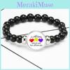 Men And Womens Beaded Bracelet Autism Awareness Black Stretch Cord
