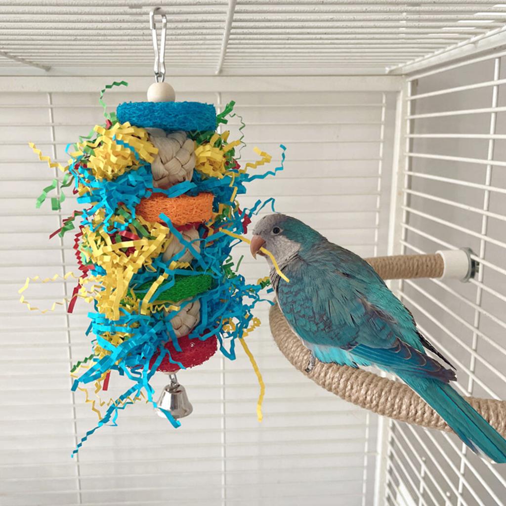 Игрушка для жевания домашних птиц Натуральная цветная бумага для измельчения для кореллы Conure Какаду Игрушка для скрежетания зубами для клетки