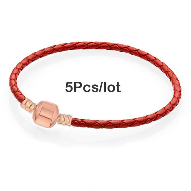 5pcs /Lot Sale Popular Charm Bracelets Diy Elegant Leather Chain Charms Bracelets Bangles For Women Jewelry Gift