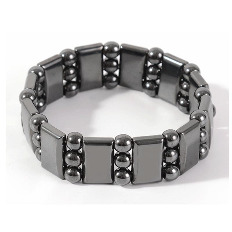 Unisex Weight Loss Octagon Geometry Black Stone Magnetic Therapy Bracelet Health Care Magnetic Hematite Stretch Bracelets