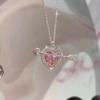 Серебряное ожерелье S925 с розовым сердцем - Стрела, пронзающая сердце: Нежный, Высококлассный Девичий Дизайн