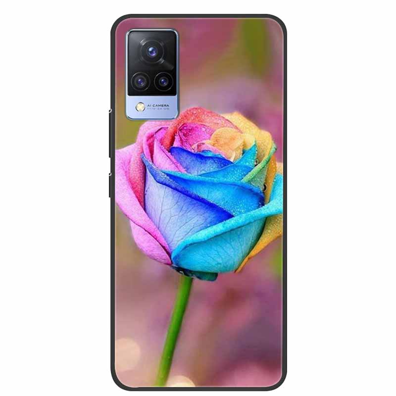 For Vivo S9 V21 V21e Case Black Silicone Back Cover Case For Vivo V21 S9 V21e Phone Cases Cover V 21 e S 9 Funda Coque Cartoon